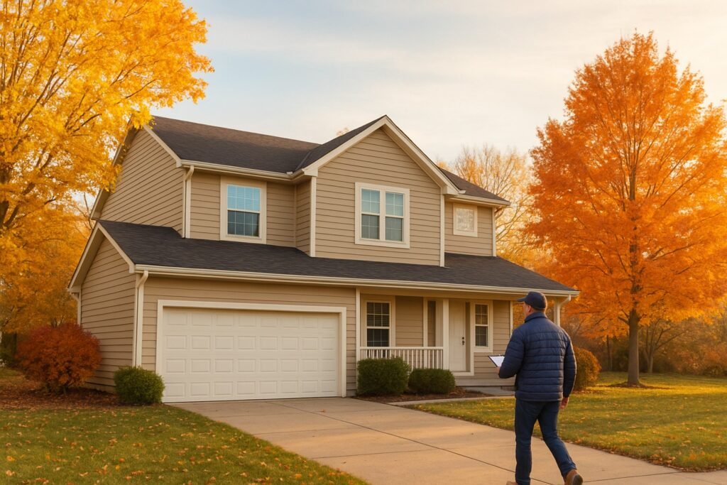 Roofing technician preparing for fall roof replacement in Leavenworth County, Kansas