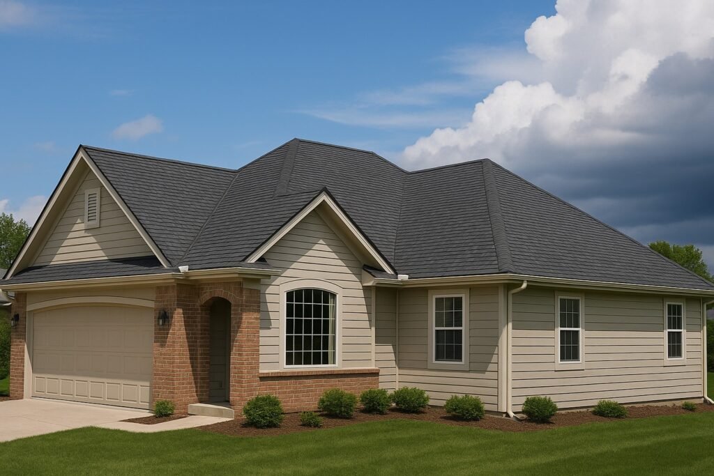 architectural shingles and Class 4 impact-resistant shingles on a Kansas home, showing durability during storm conditions.